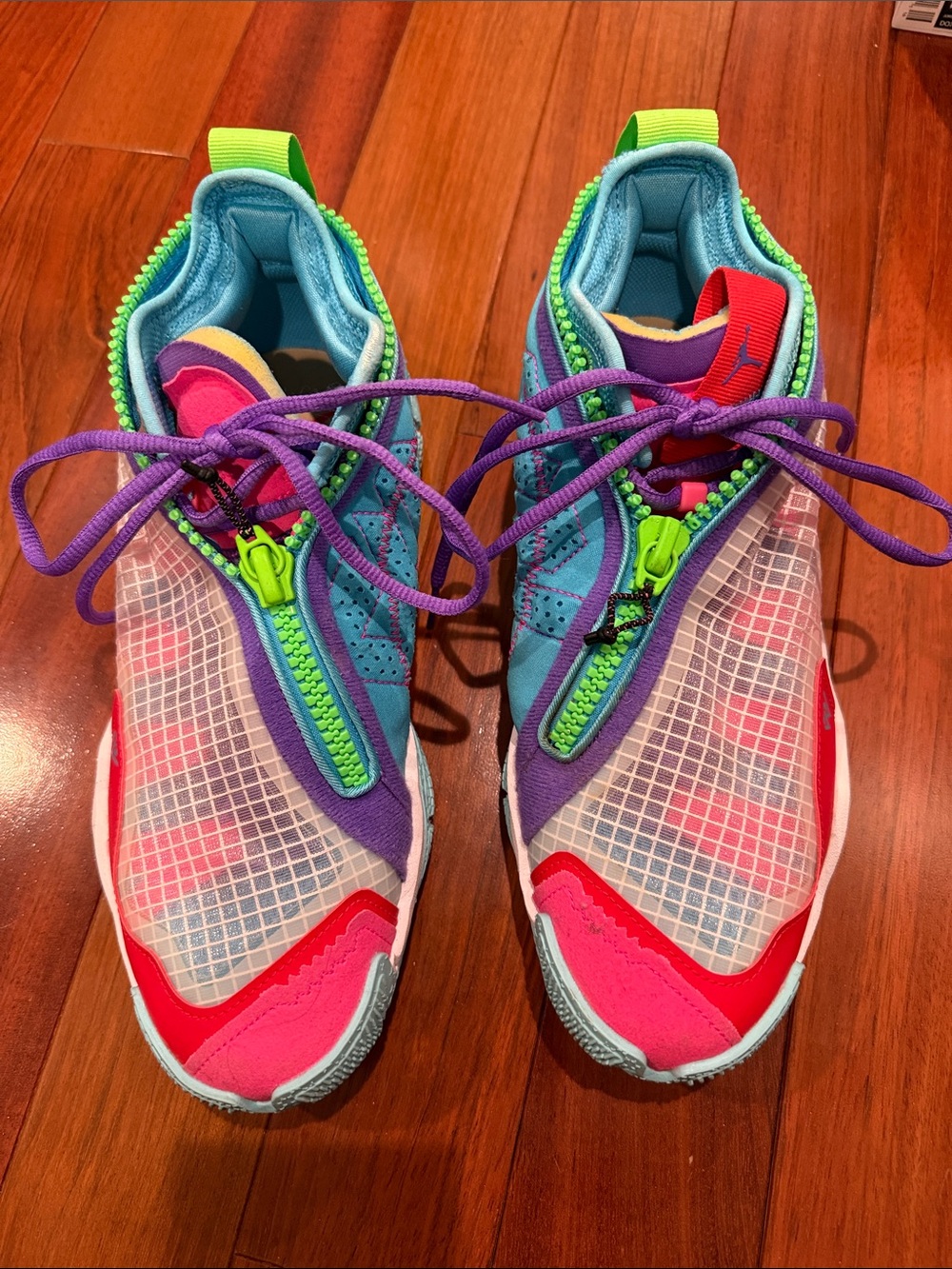 Jordan Vibrant Multicolor Athletic Sneakers - Unique Zip Detail
